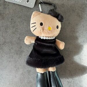 Hello Kitty Plush Keychain | Black Dress Pearl Necklace Bag Charm